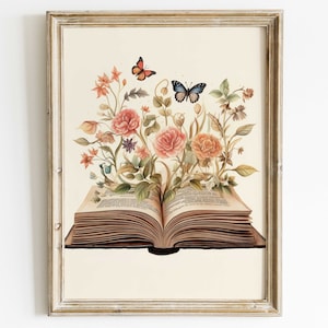 Vintage Buch Druck, Buch Liebhaber & Leseratte Geschenk, Lese Dekor, Lese Buch Dekor, Offenes Buch Kunst, Bücher Wand Kunst, DRUCKBARE Lern Kunst