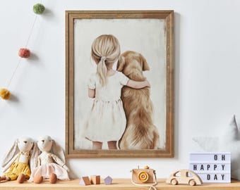 Golden Retriever Nursery Decor, Dog Nursery Art, Golden Retriever Gift for Baby, Girls Room Dog, Golden Retriever Print, PRINTABLE Dog Art
