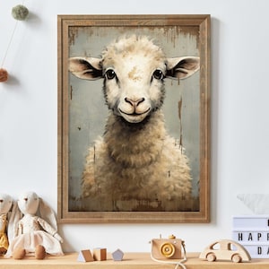 Sheep Art Print, Vintage Animal Print, Farm Animal Wall Art, Farmhouse ...
