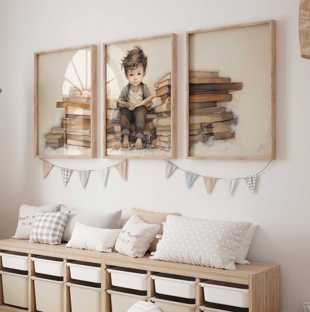 Read Decor, Reading Corner Wall Art, Toddler Room Decor Boy, Set of 3 ...