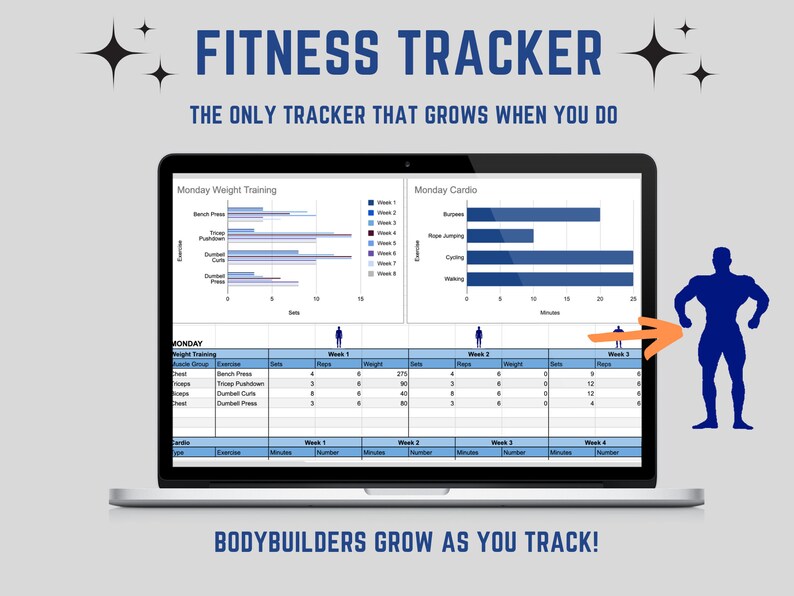 Spreadsheet Fitness Tracker, Google Sheets Template, Workout Tracker
