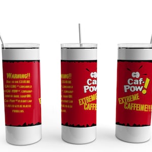 Caf-Pow Skinny Stainless Steel Tumbler 20 oz, 25 oz, or 30 oz with Lid and Reusable Straw, Flip Top Add On/New Fruit Infused Option!
