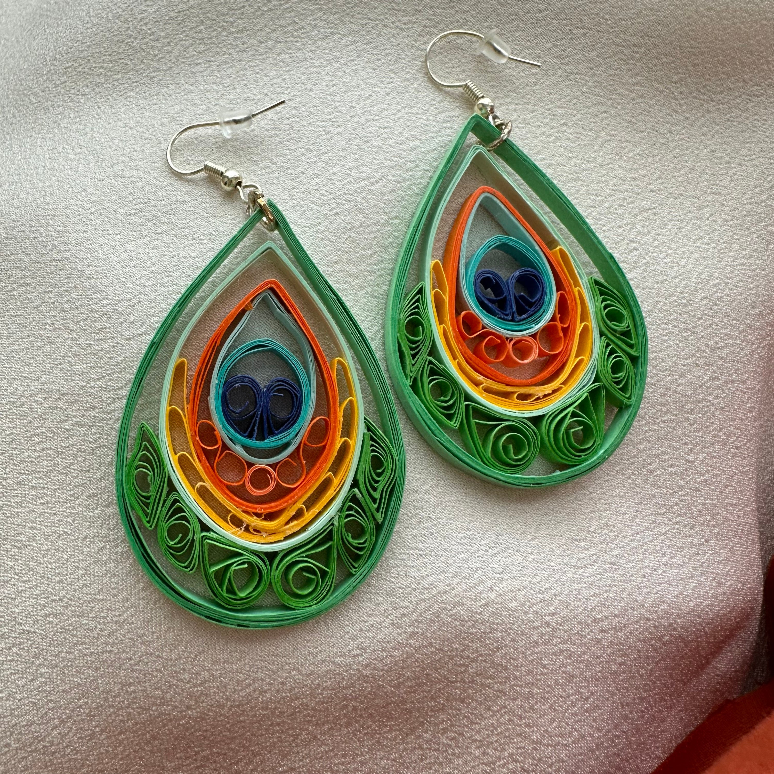 Mini Peacock feathers – Wooden Earrings - Hand Painted | CIY