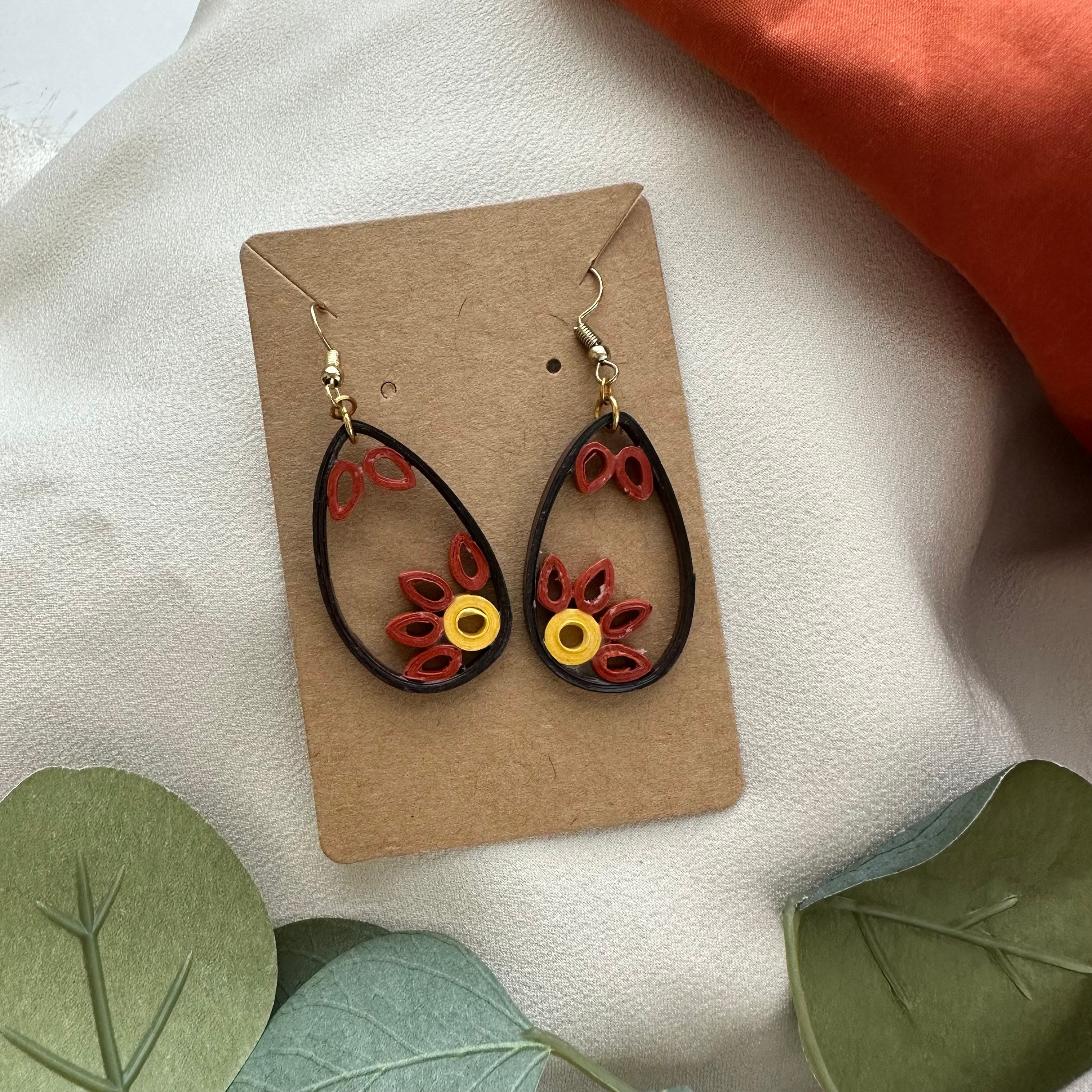 Forest Floor Triple Dangle| 19th Birthday Gift| Maximalist| Boho Flowers|  Paper Jewelry| Quilled Florals| Statement Earrings| Quirky Jewellery|  Handmade Gifts| Quilling Accessories| Friendship Gifts for Her| Raksha  Bandhan Gift For Sister| Handmade