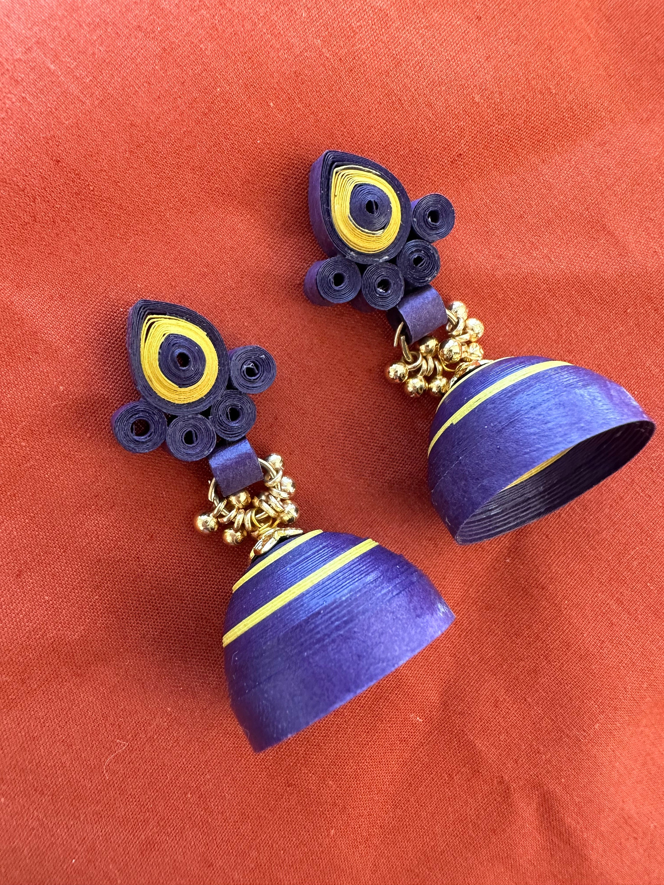 How to Make Paper Quilling Earrings Jhumkas Tutorial - YouTube