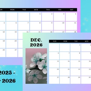 2025-2026 Calendar Bundle | Printable & Editable, Instant download