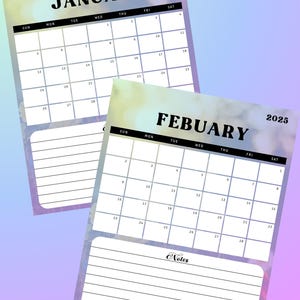 2025 Calendar Template, Sunday Start, Monthly Calendar, Printable PDF, digital download