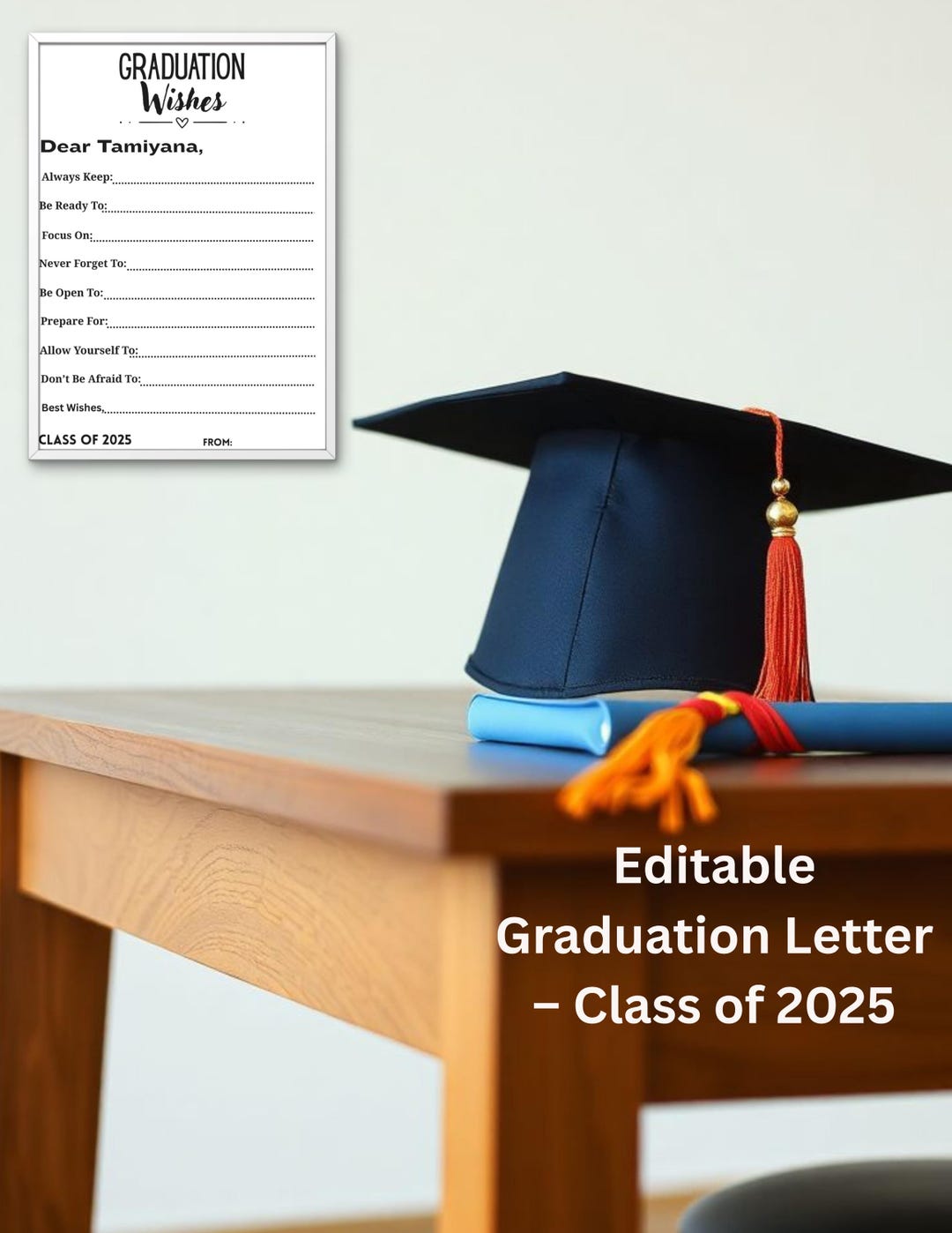 Graduation Letter Template: Class of 2025 Keepsake Note (instant ...