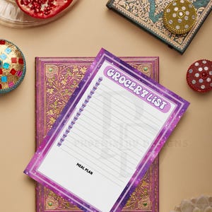 Galaxy-Themed Grocery List Digital Download Template, Food Shopping List, Grocery Planner, 5 Designs, Printable, Instant Download, PDF
