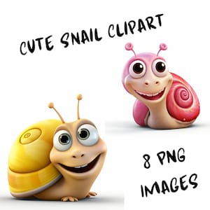 8 Süße Schnecke Clipart, PNG, Kommerzielle Nutzung