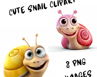 Cute Snail Clipart, Commercial Use (PNG Digital Download)