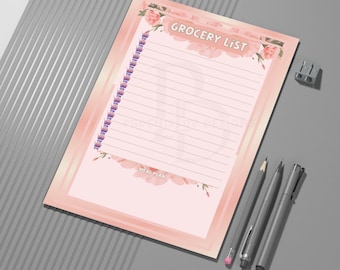 Flower Grocery List Template: Printable Food Shopping Planner (PDF)