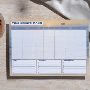 Beach-Themed Weekly Planner Printable Bundle, Weekly Schedule, Weekly Planner To Do List, Template, Weekly Calendar, minimalist planner