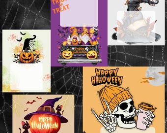 Printable Halloween Treat Cards - Cute & Spooky Designs for Kids, Teachers, Class Parties, Instant Digital Download