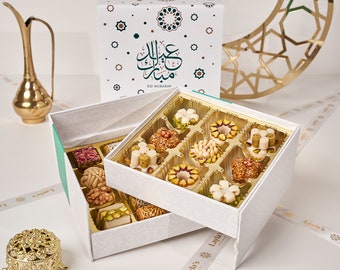 Eid Mubarak Sweets Gift Box | Luxury Packaging | Halal - Vegan - Gluten Free | 23 Pieces