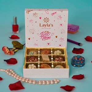 Layla’s Delicacies Gift Box for Mother's Day - Handmade Healthy Mixed Flavors Pastries - Halal, Vegetarian, Gluten Free - 9 Bite-Size Treats