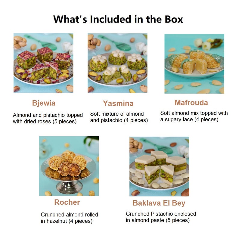 Laylas Delicacies Vegan Mediterranean Treats Gift Box Handmade Healthy Pastries Halal, Vegetarian, Gluten Free 22 Bites image 3