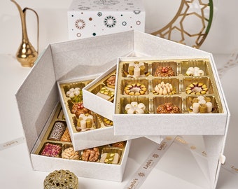 Eid Mubarak Sweets Gift Box | Luxury Packaging | Halal - Vegan - Gluten Free | 46 Pieces