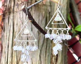 Natural Clear Quartz Gemstone Dangle Earrings Made of 925 Sterling Silver - Great Gifts for Her!