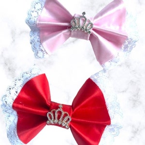 Princess Crown Glam Bow, Collar Custom Made, Dog Bow, Bow Tie for Dog & Cat, or Hair Bow for Girl M4.5&quot; - L5.5&quot;
