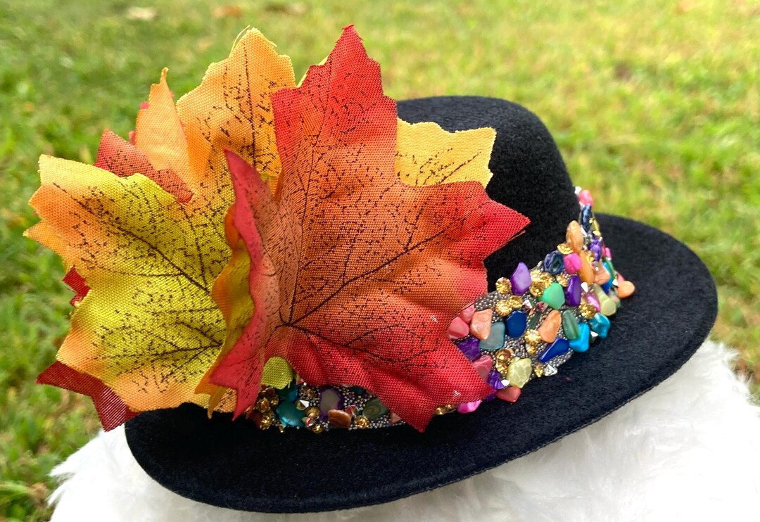 Two Looks in One, Vibrant Fall Foliage Hat, Autumn Leaf Hat, Headwear ...