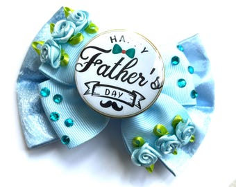 Happy Father's Day Fancy rozenstrik, strass, bloemen, op maat gemaakte hondenstrik, kattenstrik, vlinderstrik voor huisdier, haarstrik voor meisje - M4.5 - L5.5"