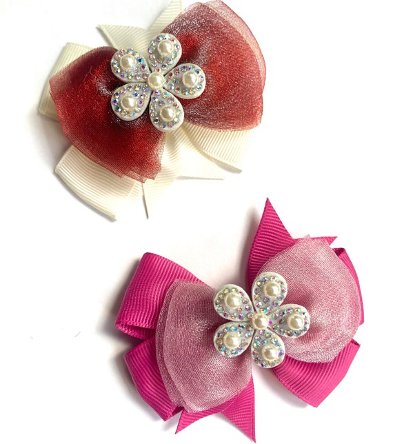 Glitter Flower Bow Clip Glitter Flower Bow Clip