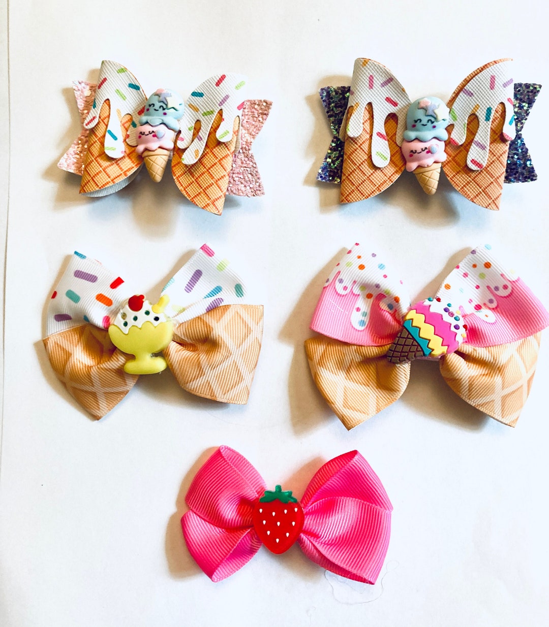 Summer Fun Hair Bow Collection, Girl Bows, Dog Bows, Ice Cream, Fruits ...