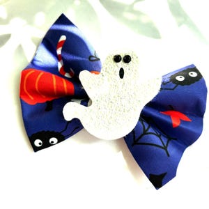 Spooky Violet Spirit Bow, Ghosh, Halloween, Custom Made Dog Bow, Bow Tie for Dog & Cat, or Hair Bow for Girl - Size S3.5&quot; to L5.5&quot;