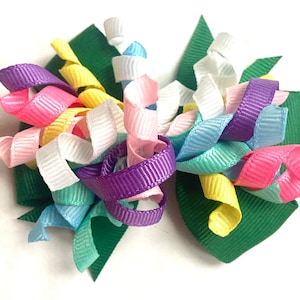 Confetti Party Ribbon Bow, Girl Bows, Pet Bows, Hair Clip  - Approx. 3.5 inches