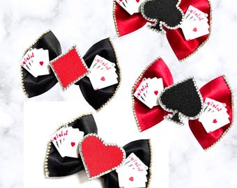 Suits & Sparkles Bow, Rhinestone, Casio, Custom Made Dog Bow, Pet Bow Tie ,or Hair Bow for Girl -Size M4.5" - L5.5"