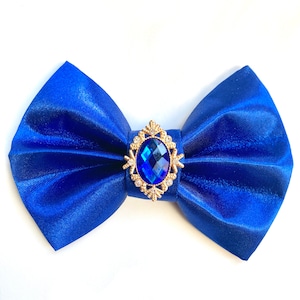 Ocean Blue Sparkle Rhinestone Bow, Custom Made Dog Bow, Bow Tie for Dog & Cat, or Hair Bow for Girl Size S3.5" - L 5.5"