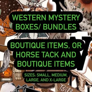 Western mystery boxes, boutique and horse items || boutique clothing, jewelry, halters, nosebands, purses
