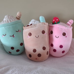 Cute Boba plushie's, huggable, durable, colorful. Great for all ages and animals as well.