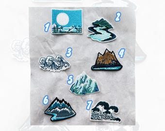 Embroidered Nature Patch, Iron-On, Hiking Gift