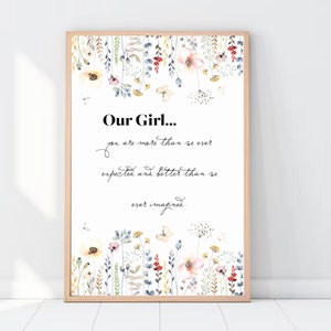 Our Girl Nursery Quote. Nursery Quote Print. Girls Room Wall Art. Nursery Prints. Baby Shower Gift. Nursery Decor. Personalized Option.
