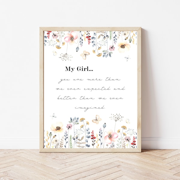 My Girl Nursery Quote. Nursery Quote Print. Girls Room Wall Art. Nursery Prints. Baby Shower Gift. Nursery Decor. Nursery Sign.