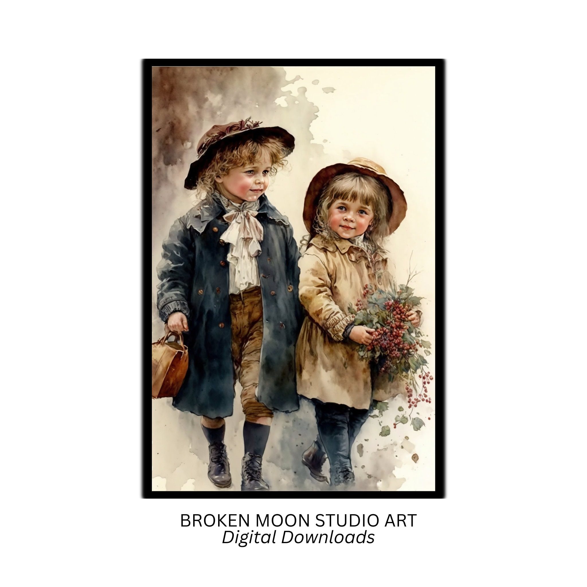WATERCOLOR VICTORIAN CHILDREN, 19th Century Childhood