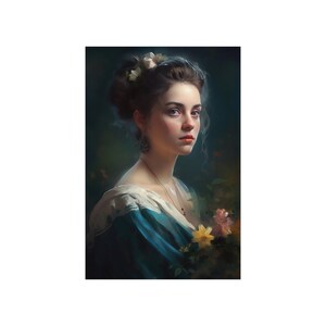 PRETTY LADY, Aquarell Portrait, digitales Poster, ruhig, gelassen, klassisch, elegant, romantisch, nostalgisch, ausdrucksstark, anmutig, pastell, Frauen