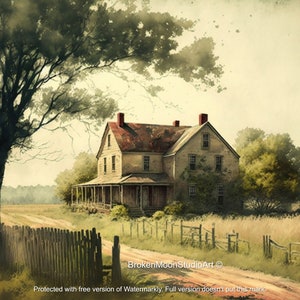 Country House // Wall Art // Vintage water color paintings // Peaceful // DIGITAL art // Printable //Digital print