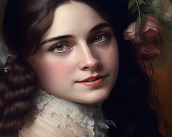 Beautiful Victorian Woman Oil Painting – Wall Art / Victorian times/ DIGITAL art / printable Home décor / Download digital file for print