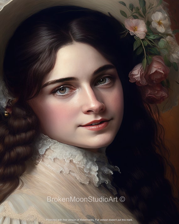 Beautiful Victorian Woman Oil Painting Wall Art Victorian Times