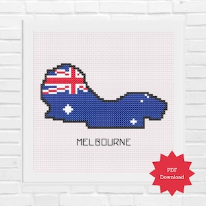 Formula 1 Melbourne baan kruissteekpatroon, Albert Park F1 Instant pdf-afdrukbare download