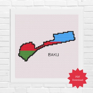 Formula 1 Baku Track Cross Stitch Pattern, F1 Azerbaijan Grand Prix Instant PDF Printable Download