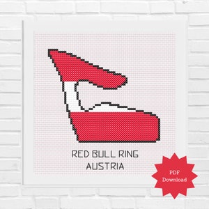 Formula 1 Red Bull Ring Track Cross Stitch Pattern, F1 Austrian Grand Prix, Instant PDF Printable Download