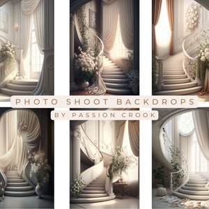 White Staircase Back Drops Digital Download Photo Texture Overlay Beige Neutral Background Maternity Session Boudoir Photoshop Composite 6pk