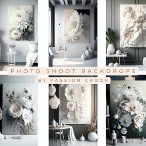 White Floral Digital Backdrops Bundle Maternity Backdrop Overlays Studio Backdrop White Overlays Fine Art Textures Photoshop Overlays 6 Pack