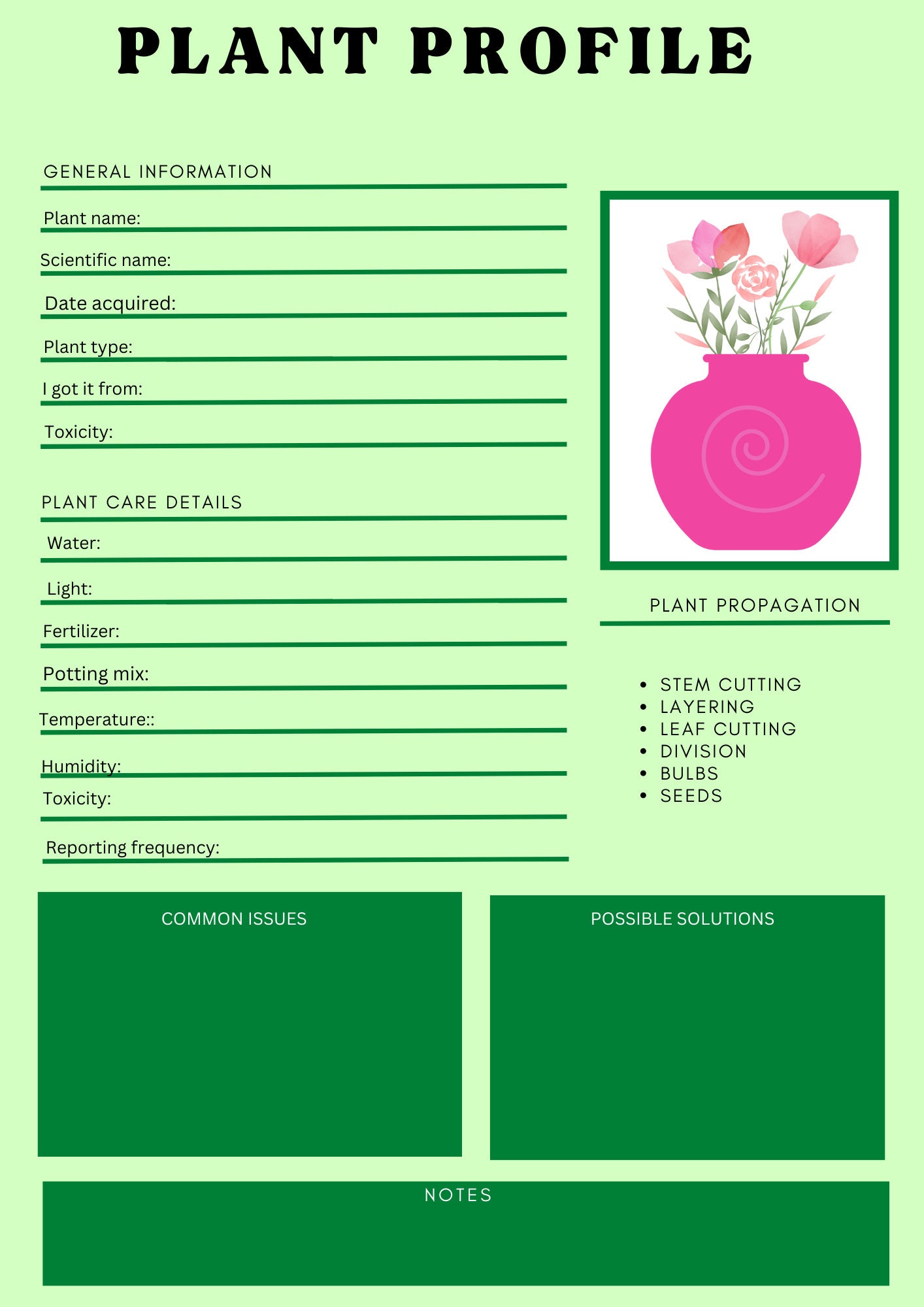 DIGITAL PLANT PLANNER, Printable Instant Download - Etsy