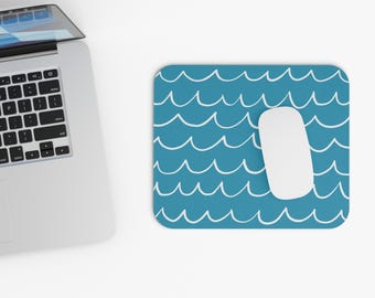 Alfombrilla de ratón rectangular con ondas de color turquesa