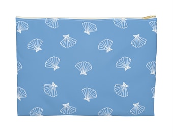 Bolsa para accesorios con forma de concha de vieira en azul claro